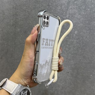 Ốp Lưng Dành Cho Samsung A12 A22 4G M12 M22 M32 Ốp Điện Thoại Chống Rơi Mạ Điện Cao Cấp Với Bản Phác Thảo Đơn Sắc Họa Tiết Đỉnh Núi TPU Mềm Dây Miễn Phí