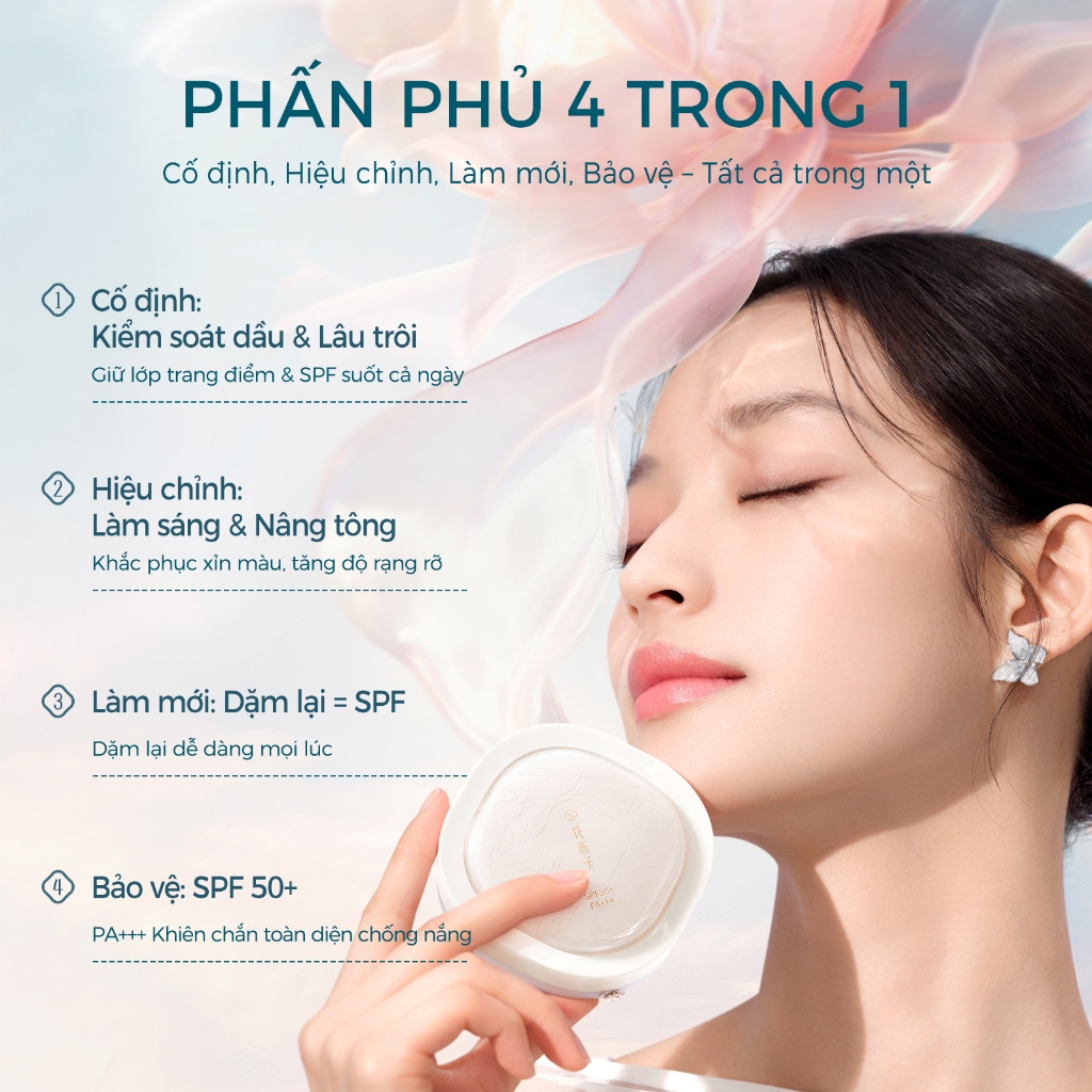 Florasis ( Hoa Tây Tử) Phấn Phủ Dạng Bột Flawless Jade Breathable SPF50+ PA+++ – 2 Trong 1: Cố Định Lớp Trang Điểm & Bảo Vệ Da, Kết Cấu Nhẹ & Kiểm Soát Dầu Cho Mọi Loại Da 8.5g