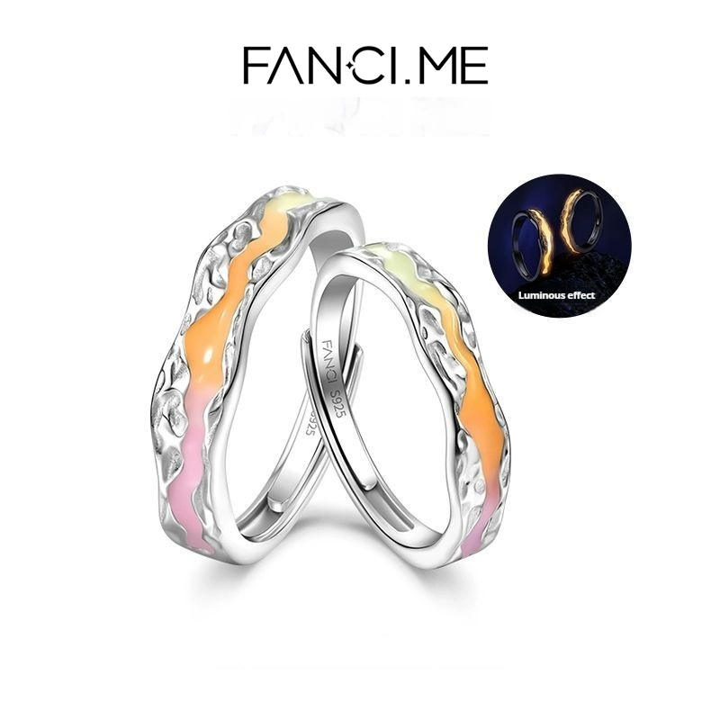 FANCIME Lightyear Realm Nhẫn Cặp Đôi Có Thể Điều Chỉnh Phát Sáng Trong Bóng Tối Thiết Kế S925 Bạc Kích Thước Mở Nhẫn Hứa Quà Tặng Lãng Mạn Cho Đính Hôn Sinh Nhật Kỷ Niệm Đám Cưới