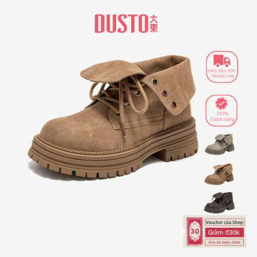 DUSTO Giày Bốt Nữ Thời Trang Giày Bốt Ngắn Gót Cao 5cm Mùa Thu Giày Nữ DW25D1700D