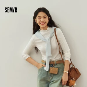 Semir Áo len nữ cổ cao slim fit mùa đông năm 2025, chất liệu len pha lông cừu mềm mại