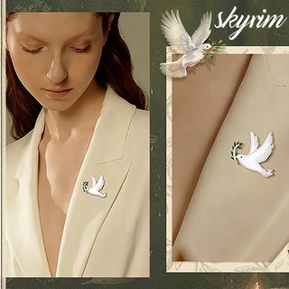 Huy hiệu thép không gỉ chủ đề Skyrim hòa bình, thiết kế olive nhánh trên thảm thổ cẩm, quà tặng độc đáo