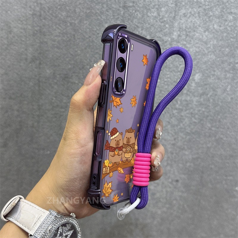 Ốp Lưng Cho infinix Nóng 50 Nóng 60 Nóng 60i Nóng 60 Pro Plus Mạ Điện Cao Cấp Chống Rơi Vỏ Điện Thoại Thẩm Mỹ Lá Gấu Họa Tiết TPU Mềm Dây Treo Miễn Phí
