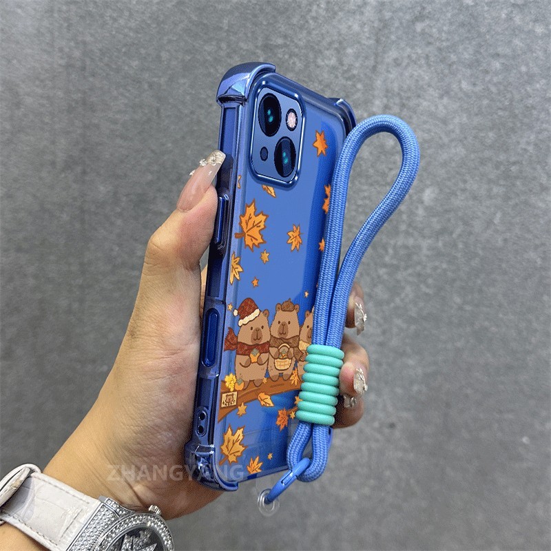 Ốp Lưng Cho iPhone 13 iPhone 13 Pro iPhone 13 Pro Max Mạ Điện Cao Cấp Chống Rơi Vỏ Điện Thoại Thẩm Mỹ Lá Gấu Họa Tiết TPU Mềm Miễn Phí Treo Dây