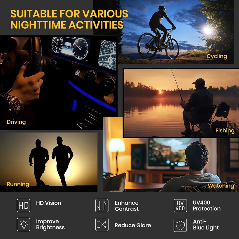 Cyxus Kính phân cực HD / Kính lái xe ban đêm/Dành cho cả nam và nữ/Giúp lái xe ban đêm và các hoạt động ngoài trời an toàn hơn  P1337