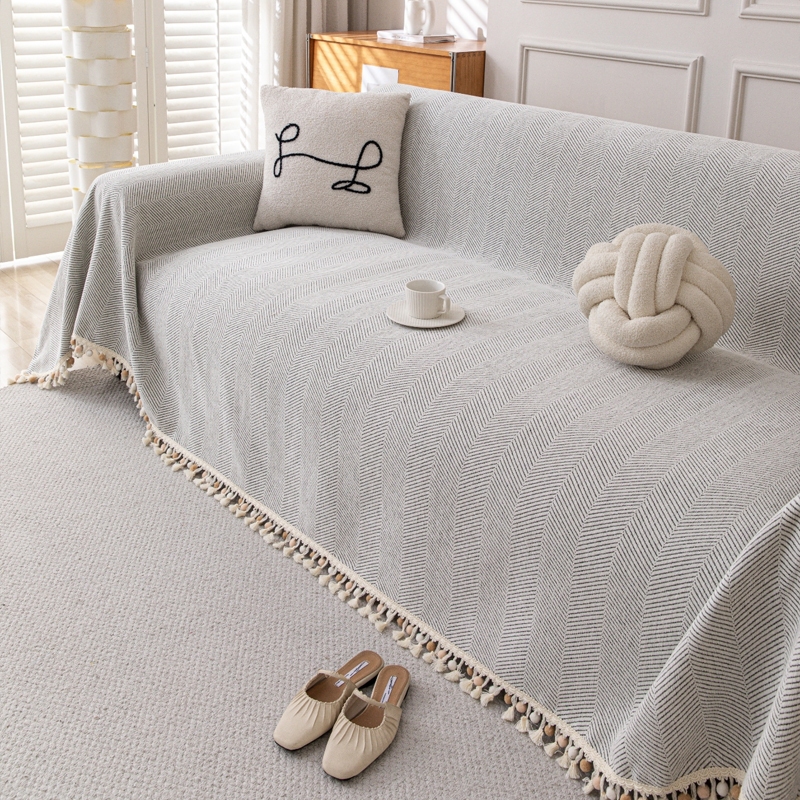 Chăn Sofa Tua Rua Sọc Hiện Đại, Vỏ Sofa Chống Trơn Trượt, Vỏ Nội Thất Thú Cưng Đa Năng Cho Sofa Hình Chữ L, Ghế Tình Yêu