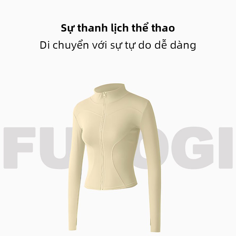 Áo khoác thể thao FUYOGI dây kéo dài tay, khô nhanh và thoáng khí, phù hợp cho yoga và các hoạt động ngoài trời