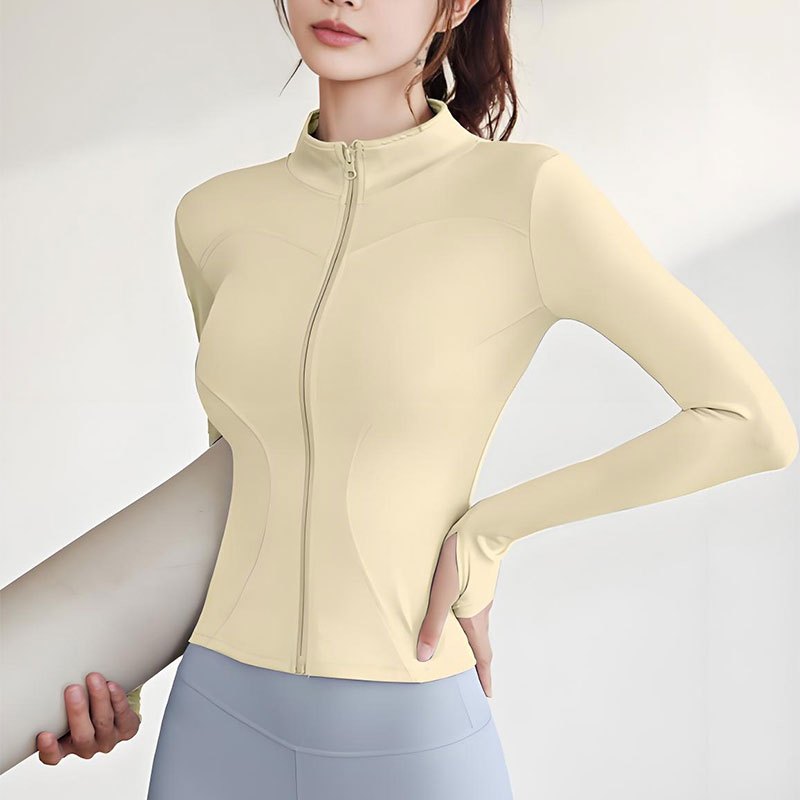 Áo khoác thể thao FUYOGI dây kéo dài tay, khô nhanh và thoáng khí, phù hợp cho yoga và các hoạt động ngoài trời