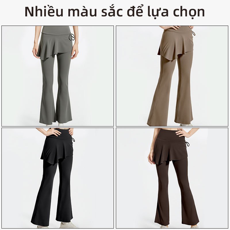 Quần Loé Váy Nếp Nhăn Cho Nữ, Phù Hợp Pilates và Thể Dục với Thiết Kế Lưng Cao