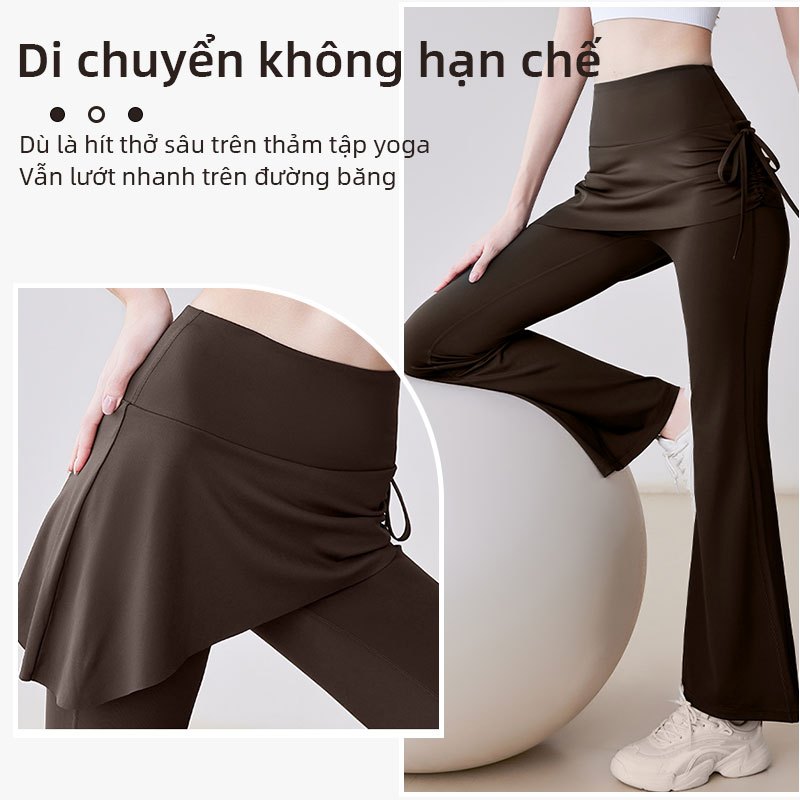 Quần Loé Váy Nếp Nhăn Cho Nữ, Phù Hợp Pilates và Thể Dục với Thiết Kế Lưng Cao