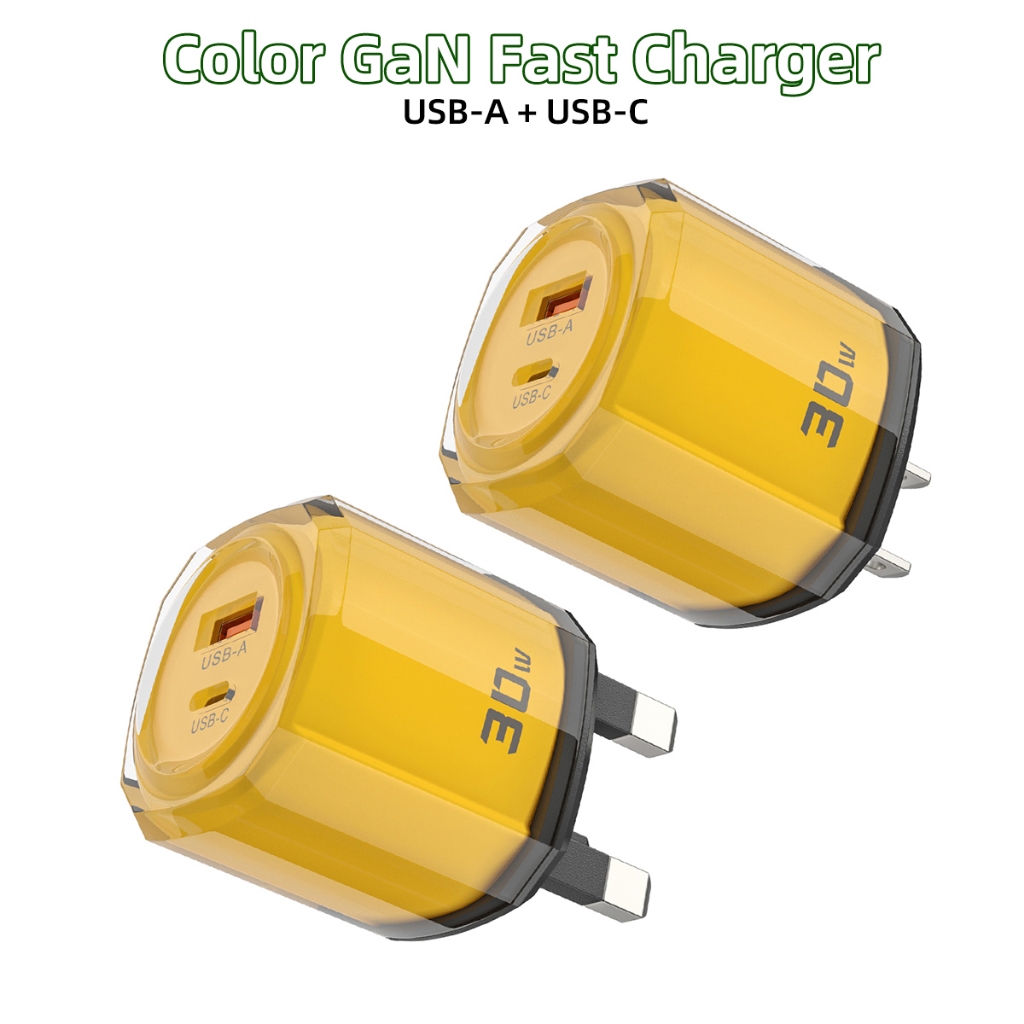 ECILY 2 Cổng PD GaN Sạc USB Loại C Sạc Nhanh Cho Điện Thoại Di Động UK Cắm Tường Sạc