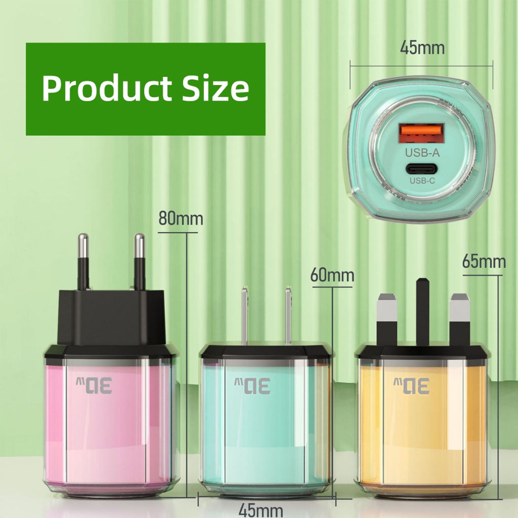 ECILY 2 Cổng PD GaN Sạc USB Loại C Sạc Nhanh Cho Điện Thoại Di Động UK Cắm Tường Sạc