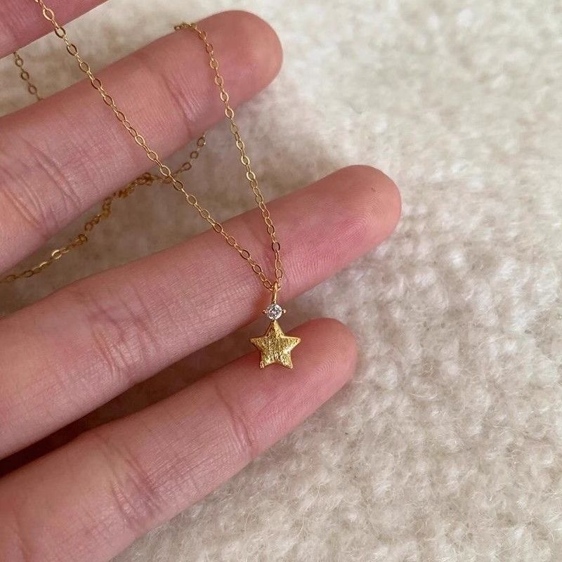 Vòng cổ ngôi sao năm cánh zircon màu bạc, style Hàn Quốc, quà tặng sinh nhật tuyệt vời