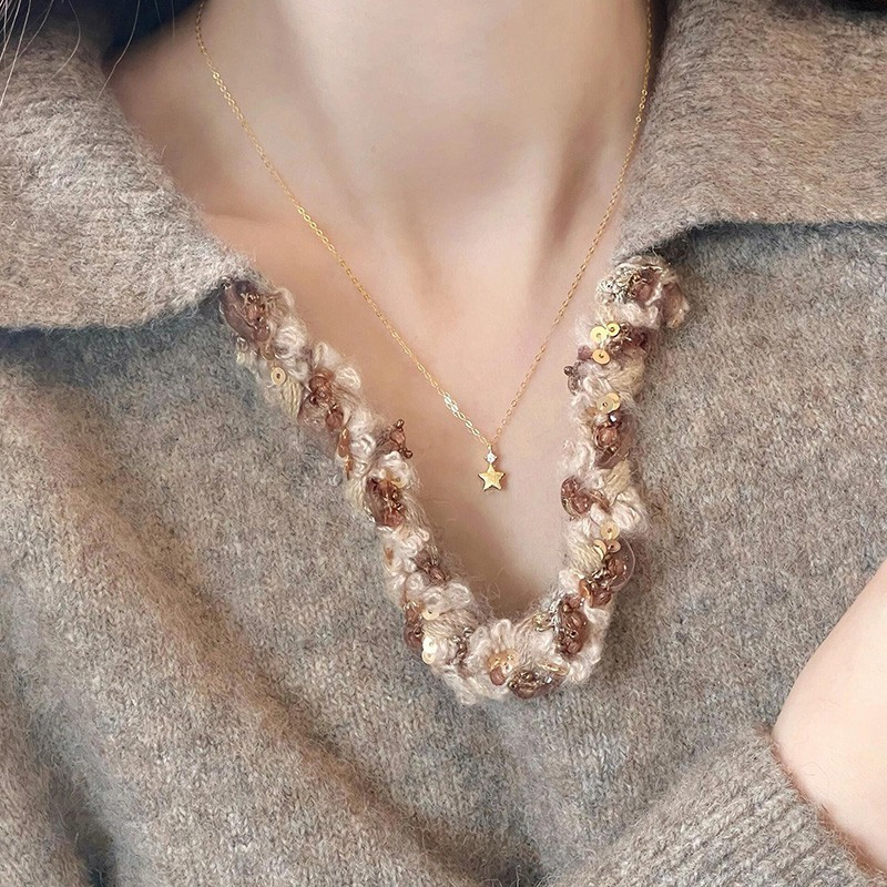 Vòng cổ ngôi sao năm cánh zircon màu bạc, style Hàn Quốc, quà tặng sinh nhật tuyệt vời