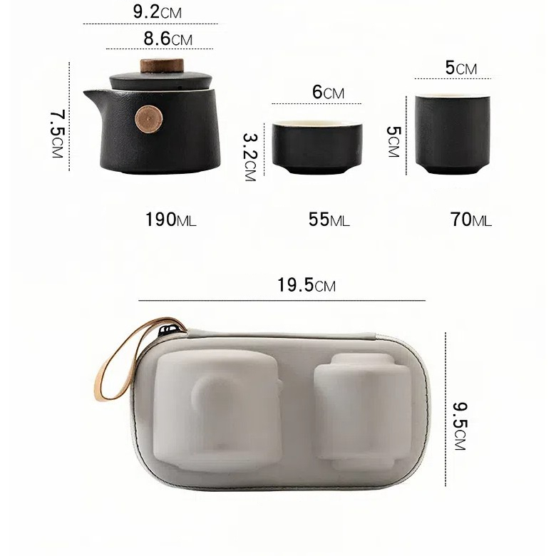 ✨Bộ Trà Du Lịch Retro Gốm Di Động Cốc Nhanh Một Nồi Hai Cốc Ấm Trà Gia Đình