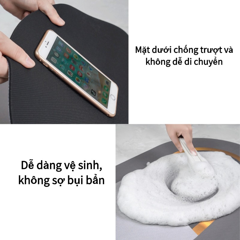 Cupic Cupid Thảm chùi chân nhanh chống thảm nhà tắm đơn giản màu đen trắng thấm nước nhanh chống
