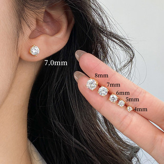 Bông tai mạ vàng 18k Bông tai xuyên kim cương đơn thời trang Cubic Zircon dành cho nữ Cô gái