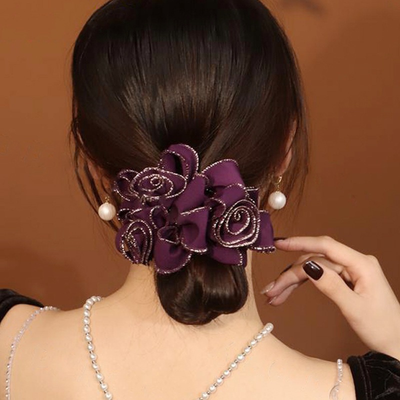 Dây buộc tóc thời trang Hàn Quốc với viền vàng và độ đàn hồi cao, mềm mại - phụ kiện tóc nữ