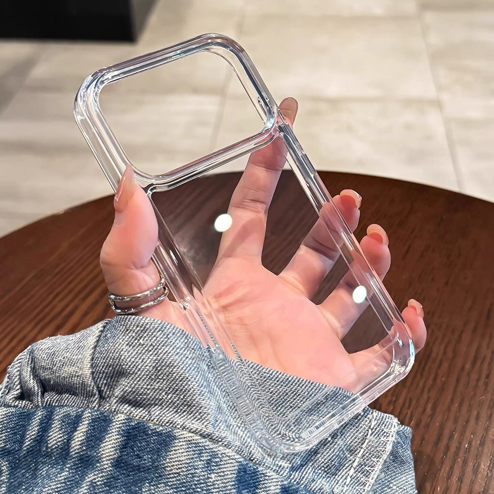 Ốp điện thoại chống màu vàng Acrylic không gian cho iPhone 17 Pro Max 17 Air 16 Plus 15 14 13 12 11 Vỏ bảo vệ chống sốc