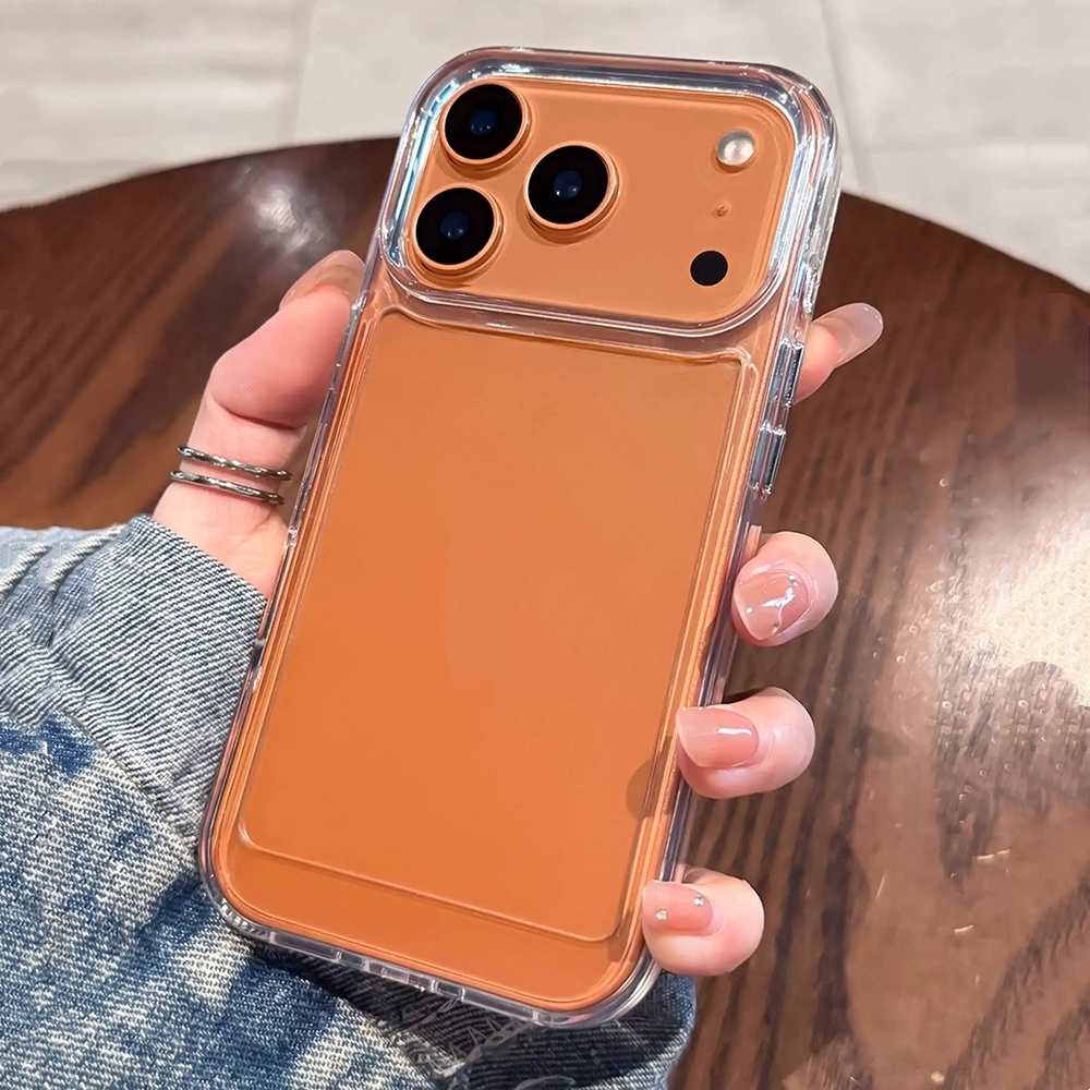 Ốp điện thoại chống màu vàng Acrylic không gian cho iPhone 17 Pro Max 17 Air 16 Plus 15 14 13 12 11 Vỏ bảo vệ chống sốc