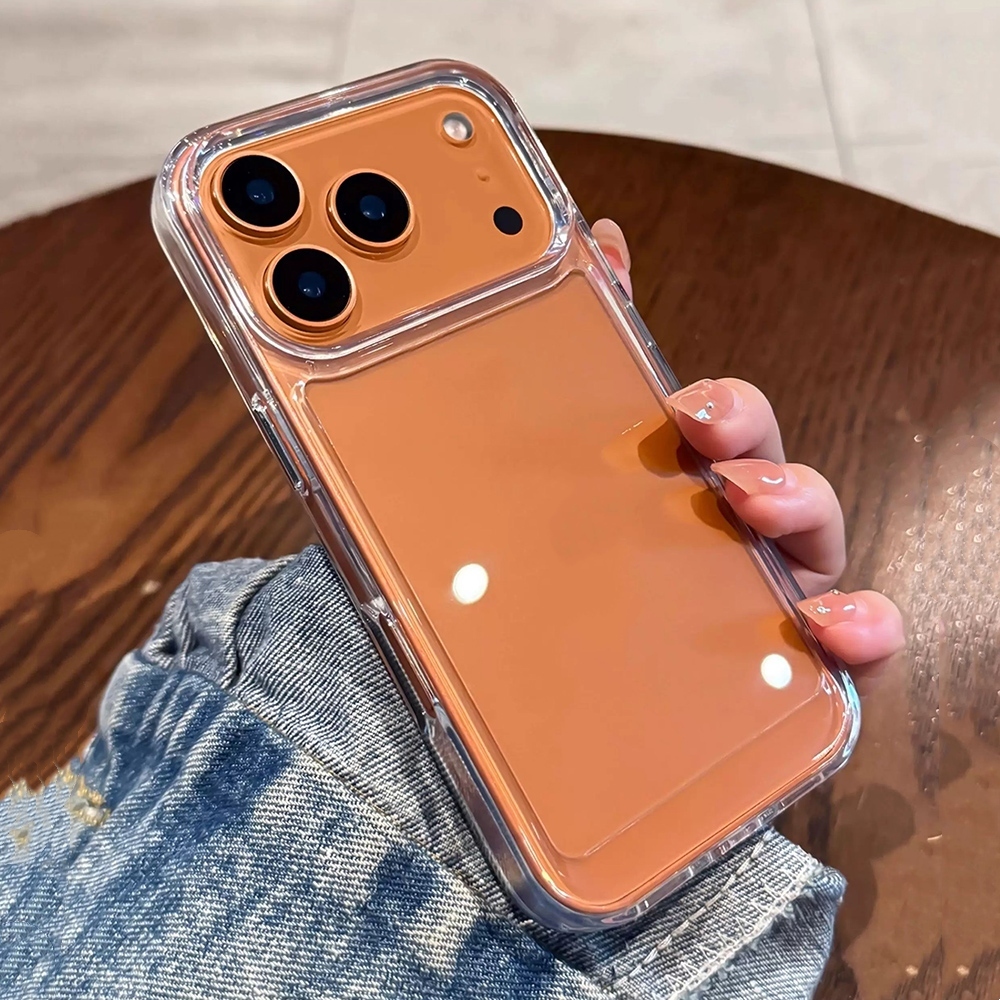 Ốp điện thoại chống màu vàng Acrylic không gian cho iPhone 17 Pro Max 17 Air 16 Plus 15 14 13 12 11 Vỏ bảo vệ chống sốc