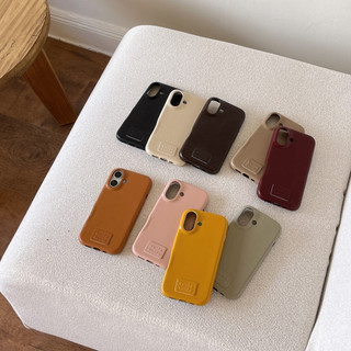 Ốp Điện Thoại Da PU Màu Đỏ Hàn Quốc Cho iPhone 17Pro 17Promax 16 Pro Max 15 Promax Nữ Cô Gái Bảo Vệ Toàn Diện