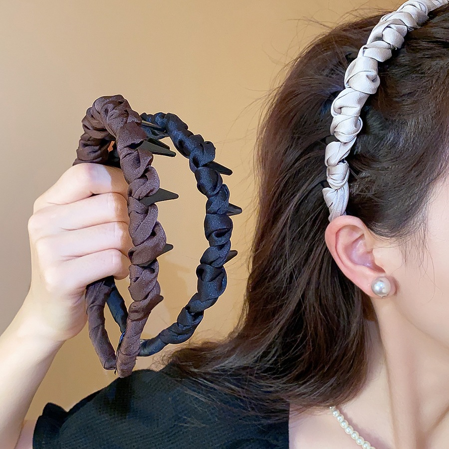 Dây buộc tóc ren vải mùa thu đông, băng đô cao đa năng, phụ kiện tóc phong cách dành cho nữ