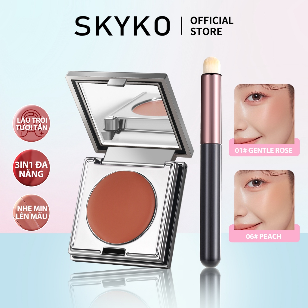 SKYKO Phấn Má hồng dạng kem Creamy Blush 3 Trong 1 Blusher Cho Cheek & Môi & Mắt