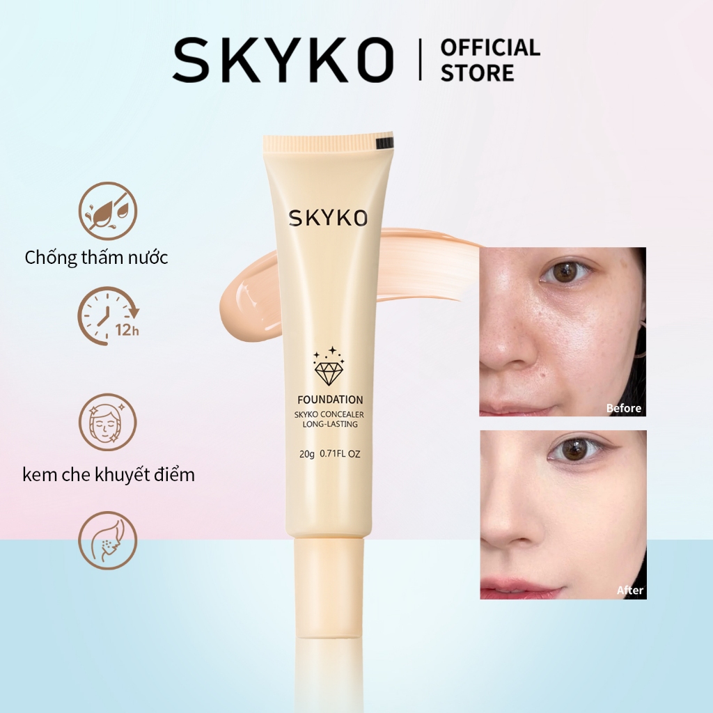 SKYKO Matte Foundation Full Cover Foundation Chống thấm nước lâu dài 20g 6 màu