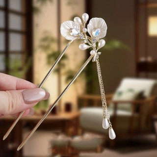 Mới Kẹp Tóc Phong Cách Trung Quốc Với Kim Cương Giả và Ngọc Trai Tua Rua, Sang Trọng