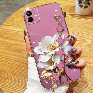 Ốp Điện Thoại YBD Cho infinix Smart 10 Plus Tecno Spark GO 2 POP 10 X6725 X6725B X6725C KM4 Phnom Penh Hoa Hồng Trắng Sang Trọng Silicon Mềm Có Dây Đeo Tay
