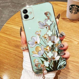 Ốp Điện Thoại YBD Cho infinix Smart 10 Plus Tecno Spark GO 2 POP 10 X6725 X6725B X6725C KM4 Phnom Penh Hoa Hồng Trắng Sang Trọng Silicon Mềm Có Dây Đeo Tay
