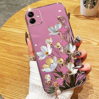 Ốp Điện Thoại YBD Cho infinix Smart 10 Plus Tecno Spark GO 2 POP 10 X6725 X6725B X6725C KM4 Phnom Penh Hoa Hồng Trắng Sang Trọng Silicon Mềm Có Dây Đeo Tay