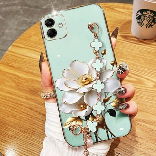 Ốp Điện Thoại YBD Cho infinix Smart 10 Plus Tecno Spark GO 2 POP 10 X6725 X6725B X6725C KM4 Phnom Penh Hoa Hồng Trắng Sang Trọng Silicon Mềm Có Dây Đeo Tay