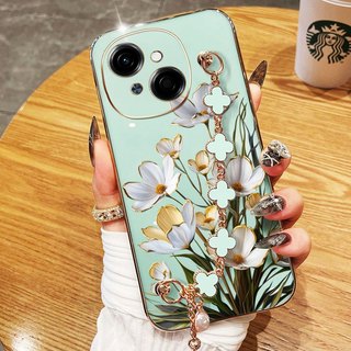 Ốp Điện Thoại YBD Cho Tecno Spark GO 1S Spark GO 1 Spark Go 2025 POP 9 4G KL4h Phnom Penh Hoa Hồng Trắng Sang Trọng Silicon Mềm Có Dây Đeo Tay