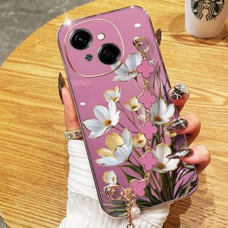 Ốp Điện Thoại YBD Cho Tecno Spark GO 1S Spark GO 1 Spark Go 2025 POP 9 4G KL4h Phnom Penh Hoa Hồng Trắng Sang Trọng Silicon Mềm Có Dây Đeo Tay