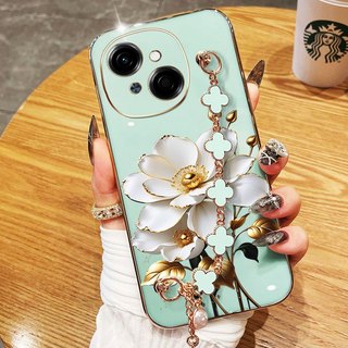 Ốp Điện Thoại YBD Cho Tecno Spark GO 1S Spark GO 1 Spark Go 2025 POP 9 4G KL4h Phnom Penh Hoa Hồng Trắng Sang Trọng Silicon Mềm Có Dây Đeo Tay