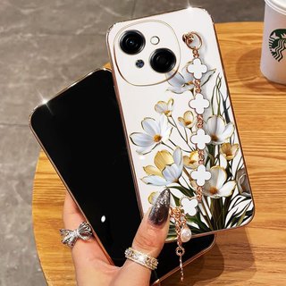 Ốp Điện Thoại YBD Cho Tecno Spark GO 1S Spark GO 1 Spark Go 2025 POP 9 4G KL4h Phnom Penh Hoa Hồng Trắng Sang Trọng Silicon Mềm Có Dây Đeo Tay