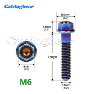 Catdogbear Titan Bu Lông M6X10 15 20 25 30 35 40 45 50 55 60 65 75 80 90 100mm Đầu Lục Giác Mặt bích Vít Cho Xe Máy Phanh Đĩa