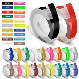 Băng dập nổi Dymo tương thích Hiệu ứng 3D / Băng dán nhãn nạp lại Motex E101 9mm x 3m cho Dymo Organizer Xpress 12965 Omega Home Junior Embosser 1610 1540 1880 Máy tạo nhãn