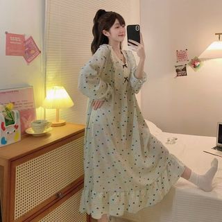 6 Màu Plus Size Váy Ngủ Nữ Dài Tay Pyjama Đầm 125kg Xuân Thu Cực Lớn Váy Ngủ Nữ Ngọt Ngào Phong Cách Công Chúa Rời Dài Tay Bộ Đồ Ngủ Một Mảnh Đồ Ngủ Nhà