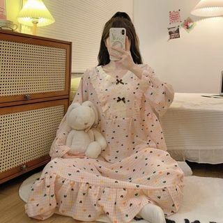 6 Màu Plus Size Váy Ngủ Nữ Dài Tay Pyjama Đầm 125kg Xuân Thu Cực Lớn Váy Ngủ Nữ Ngọt Ngào Phong Cách Công Chúa Rời Dài Tay Bộ Đồ Ngủ Một Mảnh Đồ Ngủ Nhà