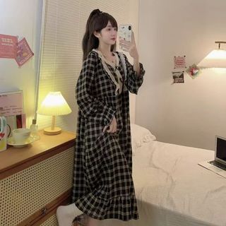 6 Màu Plus Size Váy Ngủ Nữ Dài Tay Pyjama Đầm 125kg Xuân Thu Cực Lớn Váy Ngủ Nữ Ngọt Ngào Phong Cách Công Chúa Rời Dài Tay Bộ Đồ Ngủ Một Mảnh Đồ Ngủ Nhà
