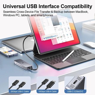 M.2 NVME SATA Giao Thức Kép Vỏ SSD Hợp Kim Nhôm RGB Ánh Sáng 10Gbps Vỏ SSD Adapter Dành Cho Laptop PC