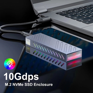 M.2 NVME SATA Giao Thức Kép Vỏ SSD Hợp Kim Nhôm RGB Ánh Sáng 10Gbps Vỏ SSD Adapter Dành Cho Laptop PC