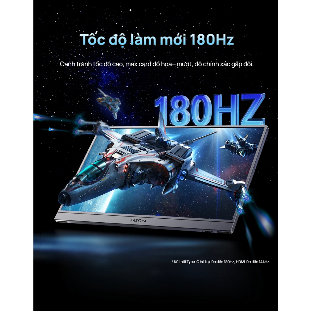Màn hình di động ARZOPA 16.1" 180Hz Z3FC – 2,5K HDR, 107% sRGB, Siêu mỏng, Chân đế, Chăm sóc mắt, Màn hình thứ hai cho Laptop, PC, PS5, Mac, Xbox