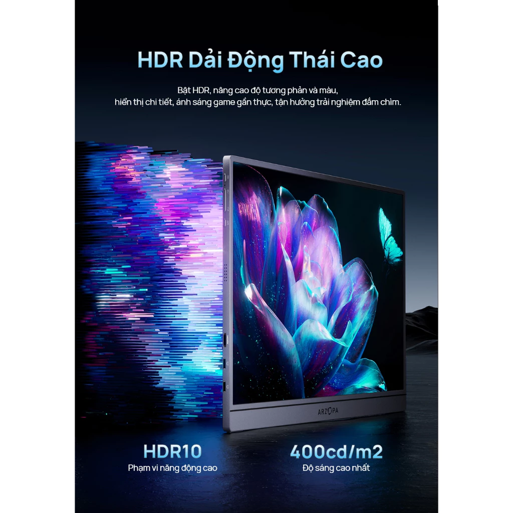 Màn hình di động ARZOPA 16.1" 180Hz Z3FC – 2,5K HDR, 107% sRGB, Siêu mỏng, Chân đế, Chăm sóc mắt, Màn hình thứ hai cho Laptop, PC, PS5, Mac, Xbox