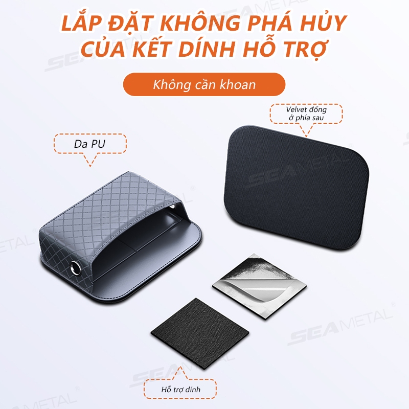 SEAMETAL Hoa Văn Kim Cương Hộp Bảo Quản Ô Tô Đa Năng Da PU Ghế Ô Tô Bên Túi Bảo Quản Dung Tích Lớn Đa Năng Bỏ Túi Tổ Chức Cho Điện Thoại Thẻ Chìa Khóa
