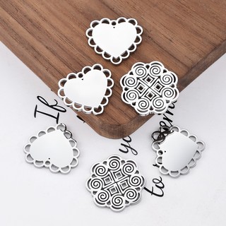 Đánh bóng mặt dây chuyền thép không gỉ với ren openwork hình trái tim - Phụ kiện tự làm vòng cổ và vòng tay màu bền
