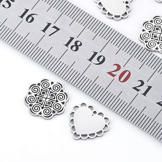 Đánh bóng mặt dây chuyền thép không gỉ với ren openwork hình trái tim - Phụ kiện tự làm vòng cổ và vòng tay màu bền